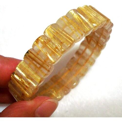 Free Shipping Natural Golden Rutilated Quartz Oval Shape Beads Stretch Bracelet Women Jewelry Accessories Weddings Parties Gift