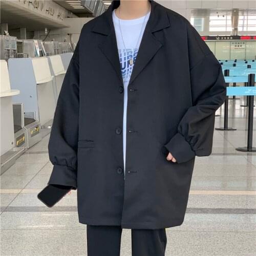 Plus Size 5XL-M Autumn New Long Sleeve Oversized Blazer Men Clothing 2021 Simple Loose Casual Suit Jackets Streetwear Black Sale