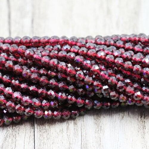 Natural Red Stone Beads Top Quality Natural Loose Round Faceted Garnet Crystal Bead 2 3 4mm for Making Necklace Bracelet Jewelry