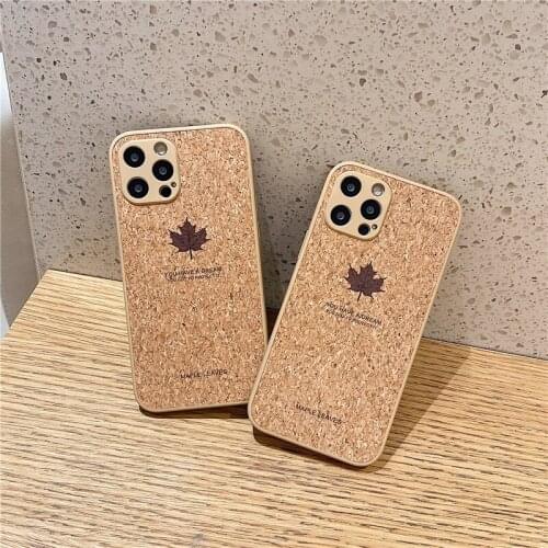 Wood grain maple leaf cases For Apple iphone 12 11 Pro Max Case Soft fashion Square protect Back Cover For iphone XS Max XR 7 8