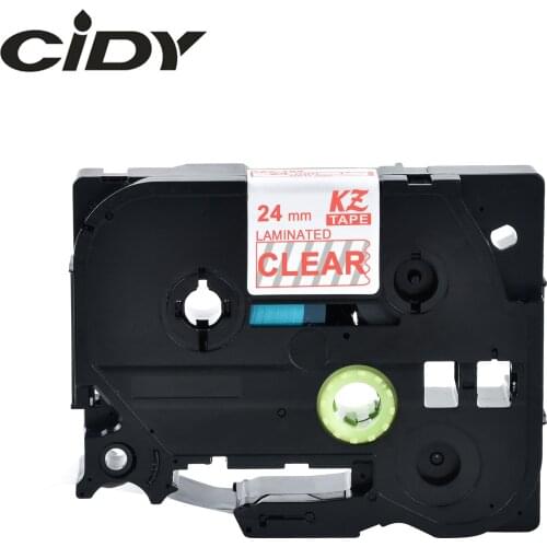 CIDY Red on clear tape 24mm TZe152 tz152 tz 152 tze 152 tze-152 Compatible brother label printers laminated tape