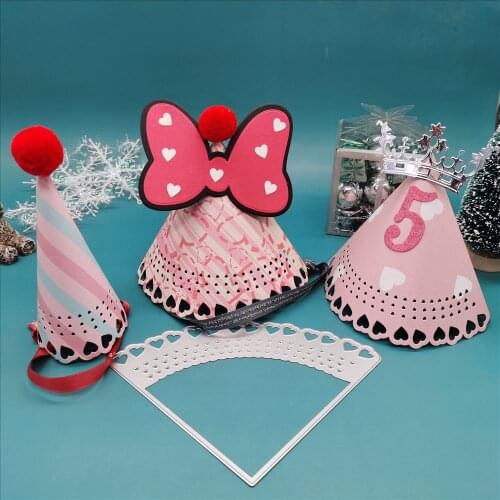 Birthday hat Hollow heart shape cutting dies scrapbooking embossing folder photo album Decorative Embossing DIY Paper Cards