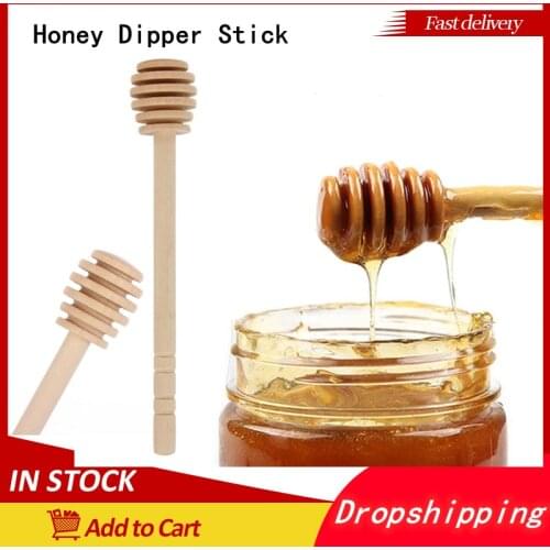 Honey Dipper Stick Wooden Spoon Kitchen Tools Bar Mixing Jar Spoon Wood Dipper ForHoney Long Stick Supplies Kitchen Gadgets New