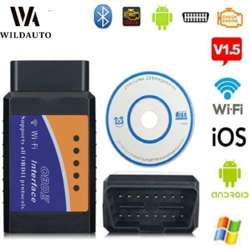 WILDAUTO Bluetooth ELM327 V1.5 Auto Scanner ELM 327 V2.1 OBD2 Car Diagnostic Tool For Android/IOS/Symbian OBDII Protocol