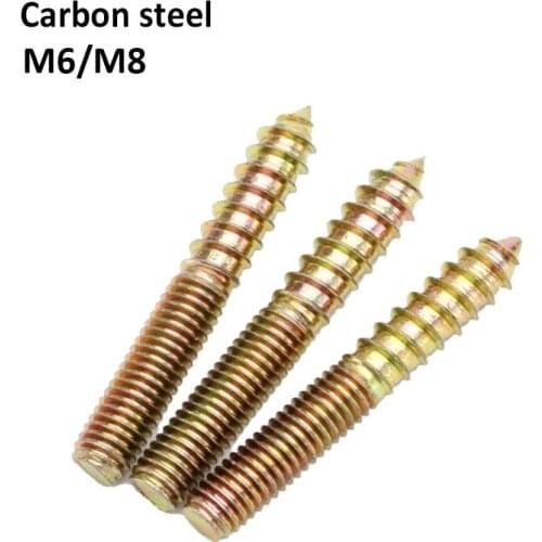 Hanger Bolts Wood To Metal Dowels Double Ended Furniture Fixing Self Tapping Screws Color Zinc Steel Wood Screw Threaded Studs