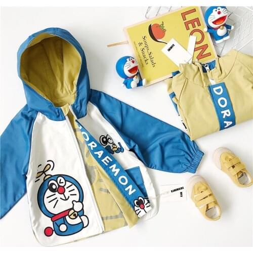 Tonytaobaby Autumn Cartoon Printed Double Sided Windbreaker Coat Neutral Childrens Wear