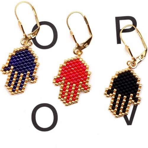 FAIRYWOO Punk Palm Drop Earrings Miyuki Beads Pendientes Earring Women Handmade Korean Fashion Jewelry Vintage Elegant Earrings