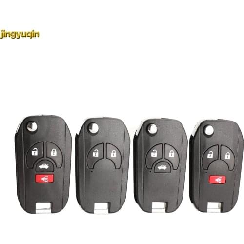 Jingyuqin Remote Flip Folding Car Key Shell For Nissan Altima Maxima Sentra Versa 4 Buttons Uncut Blade Key Case Fob