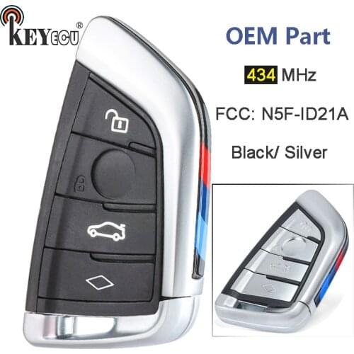 KEYECU 434MHz NCF2951/ 49 Chip FCC: N5F-ID21A BDM OEM Smart Remote Car Key Fob for BMW Z4 G20 G30 G32 G11 G15 G29 Silver/ Black