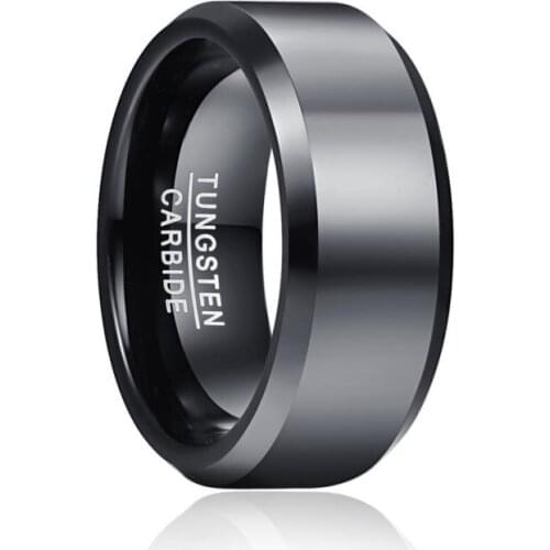 8mm Black Tungsten Carbide Ring For Men Women High Finished Wedding Bands Carbon Fiber Rings Jewelry