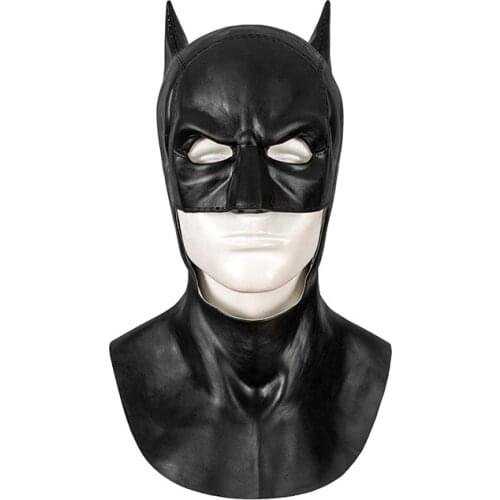 Adult Men Bat Superhero Cosplay Bruce Wayne Costume Halloween Masquerade Mask Black Latex Accessories