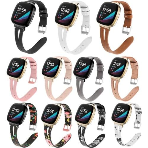 Leather Wrist Strap For Fitbit Versa 3 Watch Band Replacement Bracelet Printing Flower Band For Fitbit Versa3 Smart Watch Strap