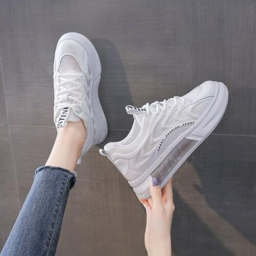 2021 Spring Summer New Womens Sneakers Korean Mesh Sports Shoes Female Street White Flat Casual Footwear Women Running Shoes