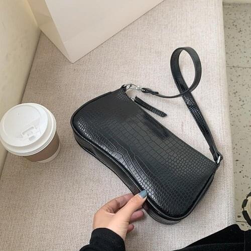 INS Hot Sale Handbags Alligator Pattern Shoulder Bags For Women 2021 Leather Underarm Bags Bolsa Mujer Female Baguette Bag Tote