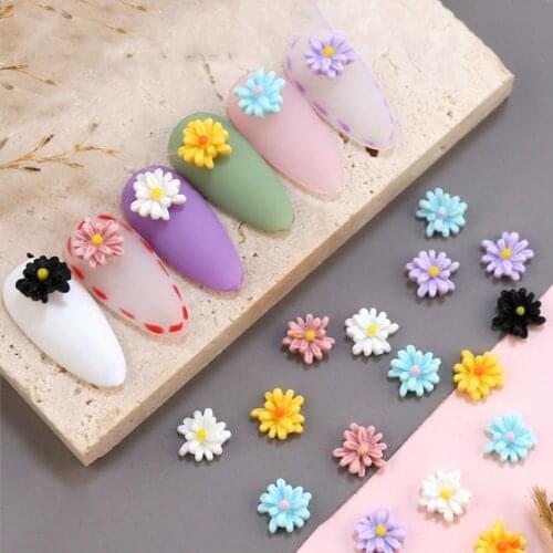 Small Daisy Nails Accessories 3D Japanese Nail Art Decorations Mixed Candy Color Resin Daisy Manicure Charm