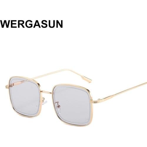 WERGASUN Fashion Square Sunglasses Men Women Luxury Brand Designer Vintage Sun Glasses Frame UV400 Oversized Eyeglass Frames