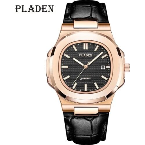 PLADEN Famous Brand Mens Wathches Fashion Sport Black Dial Quartz Watch For Male Dress Business Waterproof relogio masculino