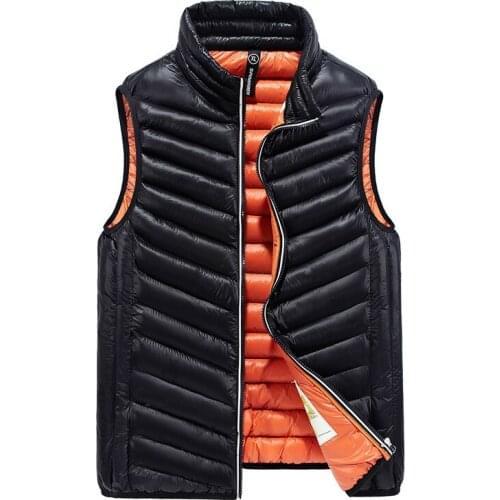 Men Down Vest Gilet 2018 New Mens Vest Casual Wear Fashion Sports Body Building Warm Stand Collar Ultra Light Down Vest Men