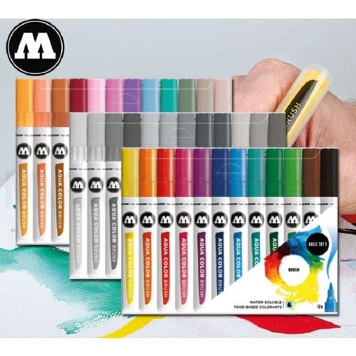 Imported German MOLOTOW AQUA COLOR BRUSH Water-Based Markers Manga Sketching Basic Gray Set School Art