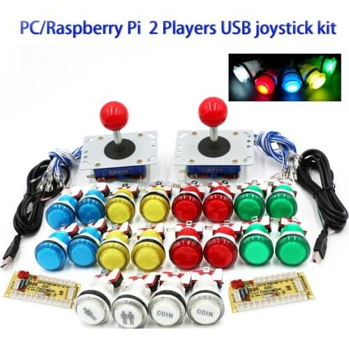 Arcade Game DIY Kit Set Led Light Push Button Short Shaft ZIPPY Joystick PC /Raspberry Pi Zero Delay USB Board Encoder