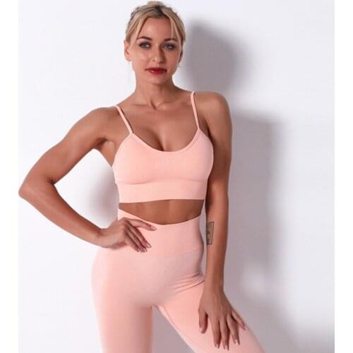 Autumn New Seamless Yoga Exercise Suit Womens Workout Clothes Two-Piece Set