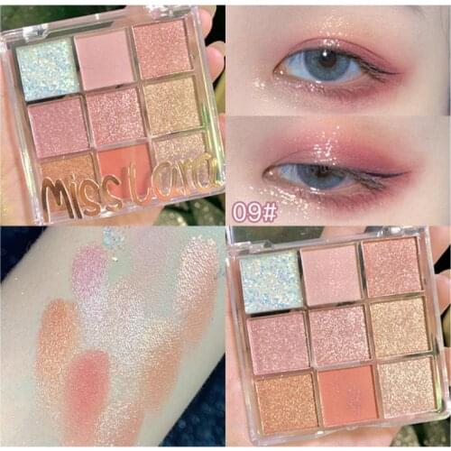 MISS Lar 9 Colors Glitter Eyeshadow Palette Matte Sequined Eye Shadow Eye Make Up Long-lasting Shimmer Diamond Comestic TSLM2