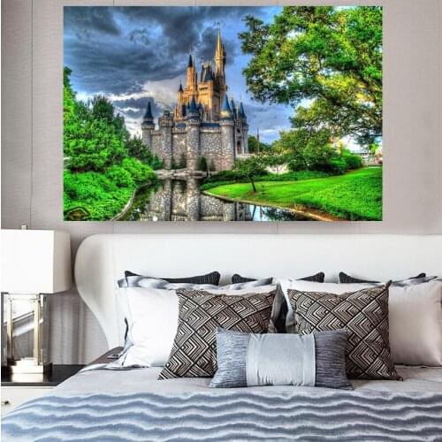 Landscape 5D Diamond painting Full square Diamond Embroidery church picture of Rhinestones Mosaic diamond Cross Stitch FG1093