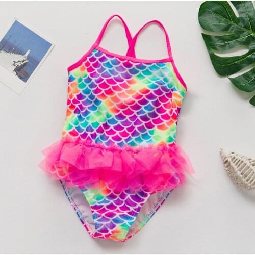 2020 One Piece Girls Swimsuit Mermaid 2-5 Years Childrens Swimwear Lace Style Little Mermaid Swimsuit For Girls 9030