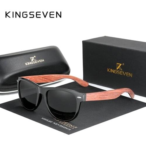 KINGSEVEN New Black Walnut Sunglasses Wood Polarized Men Sun Glasses Men UV400 Protection Eyewear Wooden Original Accessorie