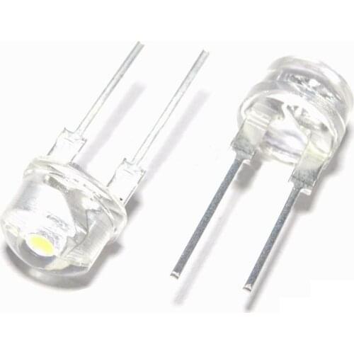10PCS NEW F8 8mm 0.5W 3.0-3.2V Straw hat LED White Super bright LED lamp Wide Angle Transparent LED Lamp Strawhat LED