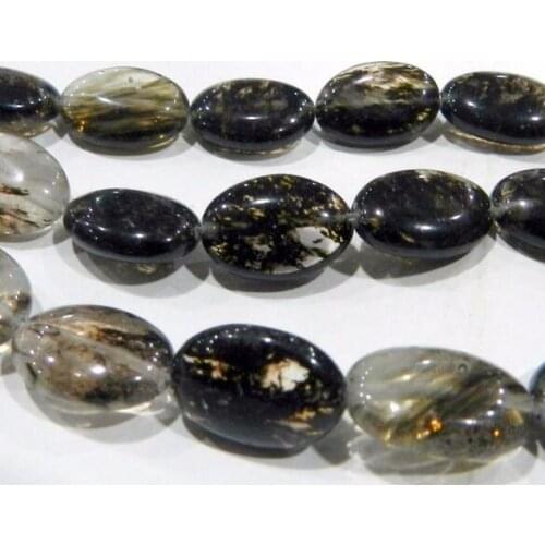 Offre spéciale bijoux de mode 13x18 MM ovale noir Tourmaline perles en vrac 15 "vente en gros et au détail