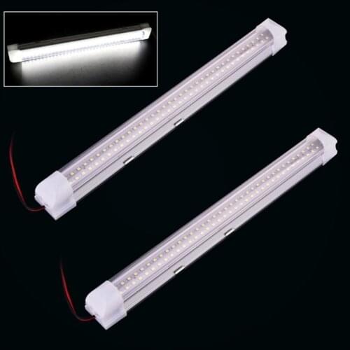 2-85V 72 LED Car Interior White Strip Light Bar Car Interior Lamp with On/Off Switch for Lorry Truck Caravan Car Camper Boat