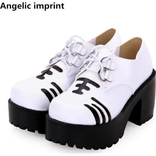 Angelic imprint handmade woman mori girl lolita cosplay shoes lady high heels pumps women princess dress party shoes lace up 8cm