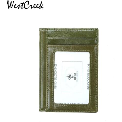 WESTCREEK Brand RFID Blocking First Layer Cowhide Anti Magnetic Ultra Thin Credit Card Holder Genuine Leather Cash Wallet