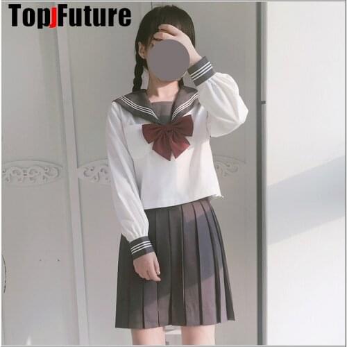 Orthodox college style Japanese student uniform JK Uniform suit GREY suit orthodox sailor suit pleated skirt class suit
