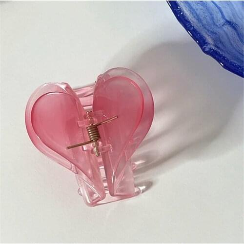 2021 New Korean Sweet Multicolor Transparent Acetate Double Layer Heart Hair Clip Claw Hair Women Trend Hair Accessories