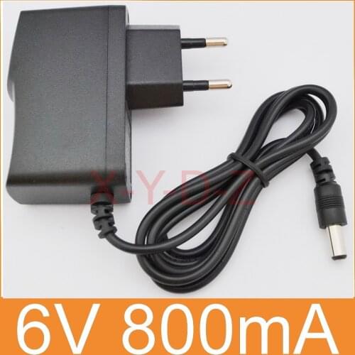 1PCS 6V800mA New AC 100V-240V Converter Adapter DC 6V 0.8A 800mA Power Supply EU Plug DC 5.5mm x 2.1mm Free post shipping