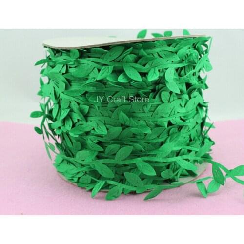 200yard/lot Cut Out Green Leaves Ribbon Green Vine for home decor projects, spring wedding bouquets handmade cards