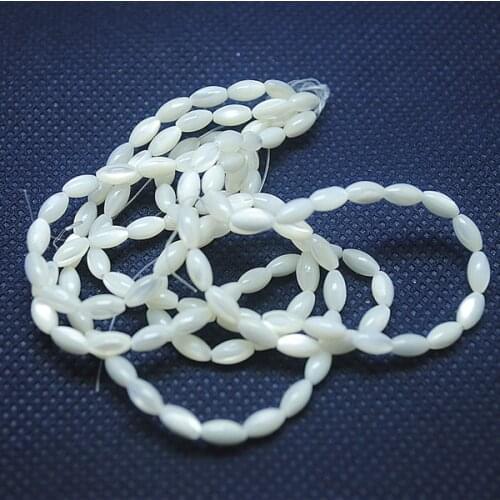 120pcs/lot nature saltwater shell beads mother of pearl white shell beads size 4x7mm rice shape