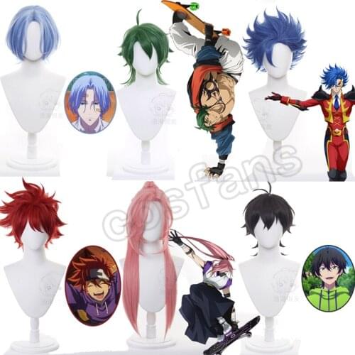 Anime SK8 Langa/Reki Cosplay Wig Blue Miya Black Short Straight Middle Part Mullet Hair Heat Resistant SK8 the Infinity SK Eight