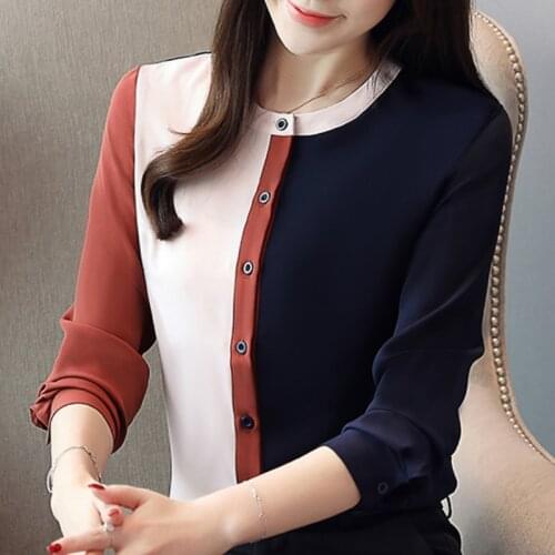 Long Sleeve Blouse Women Office Ladies Women Tops O-neck Chiffon Blouse Blusas Mujer De Moda 2021 Womens Tops And Blouses B617
