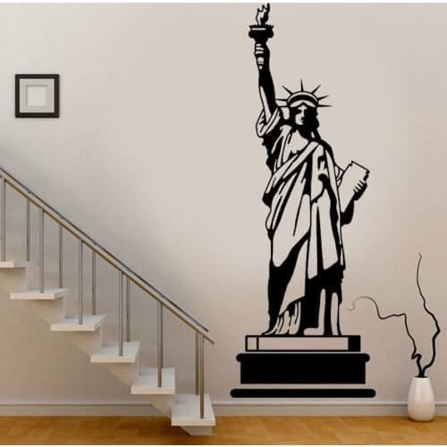 Large Size New York Landmark Building Statue Of Liberty Wall Sticker Home Decor Living Room Vinyl Removable Black Mural E681