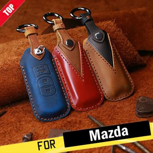 LONGSHI Leather Car Remote Key Case Fob For Mazda 2 3 6 Atenza Axela CX-5 CX5 CX 5 CX-7 CX-9 2015 2016 2017 2018 Smart 2/3 BT