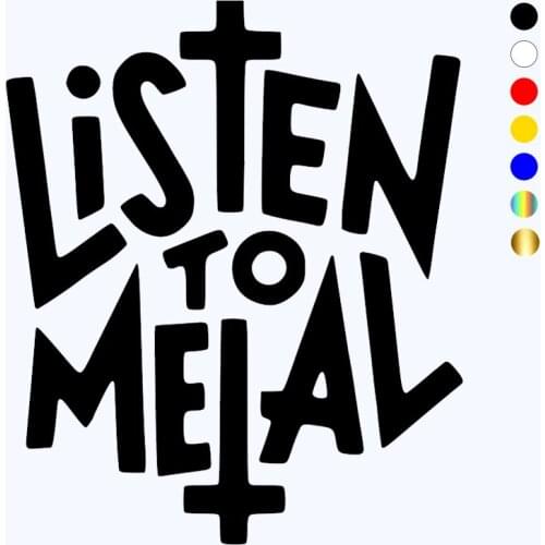 CK2365#15*18cm listen to metal funny car sticker vinyl decal silver/black car auto stickers for car bumper window