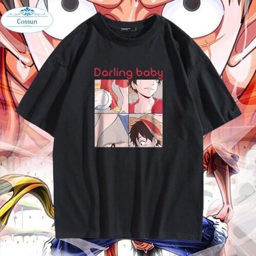 COSSUN Hot Anime Monkey D Luffy Puzzle Printed Cotton Soft Wearing Fashion T-shirt Harajuku Unisex Tees