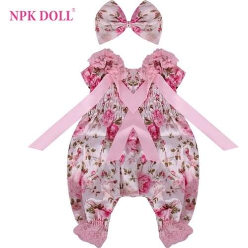 NPKDOLL Dress for Reborn Baby Pink Princess Hairdecoration Flower Girl Kids 0-3 Month Outfit