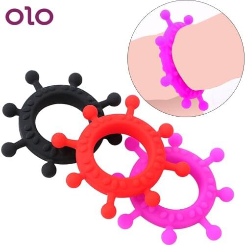 OLO Locking Cock Ring Silicone Penis Ring Sex Products Masturbation Gear Steering Wheel Sex Toys for Men Adult Products
