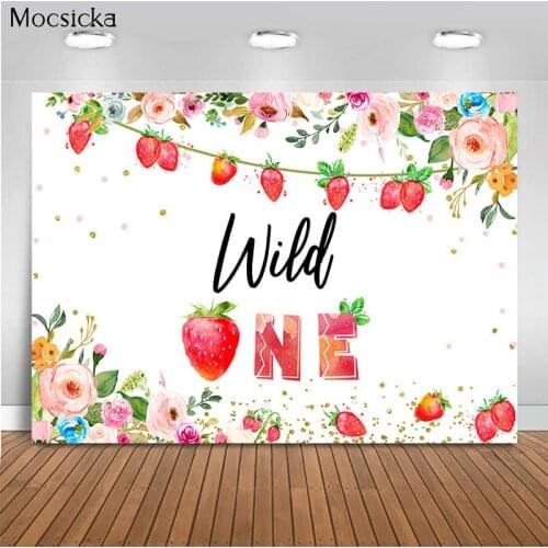Fruit Sweet Strawberry Theme Backdrop Girl Cake Smash Photography Background Children 1st Birthday Decoration Props Photo Studio