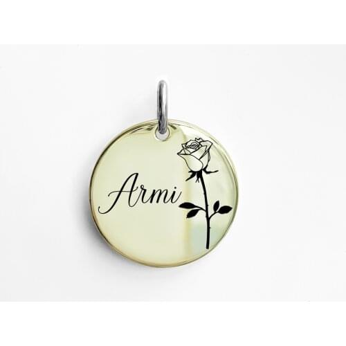 004 Cats and Dog ID Tags Custom Engraved on Both Side for Pet Collar Accessories Personalized Front Birth Flower Nameplate