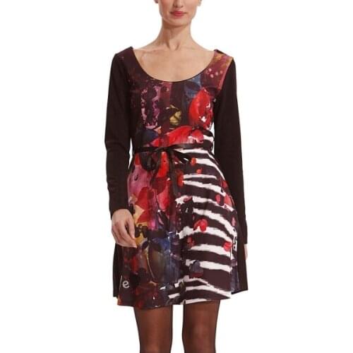 Spanish long sleeve dress with thick material graffiti in spring and Autumn